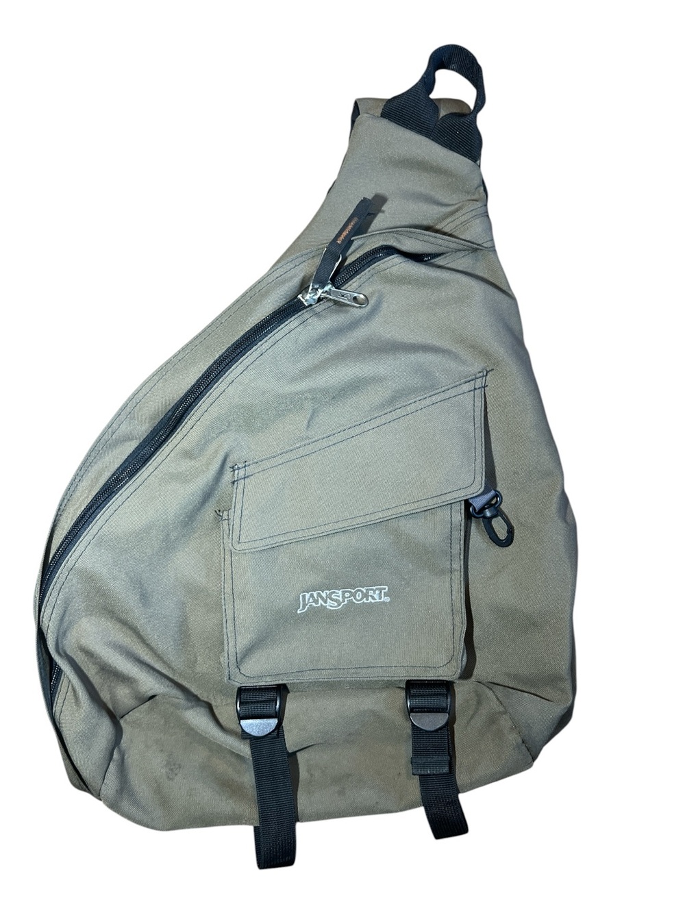 Vintage Y2K Original Jansport Olive Sling Pack with Nokia Size Cell Phone Pocket - Picture 4 of 17